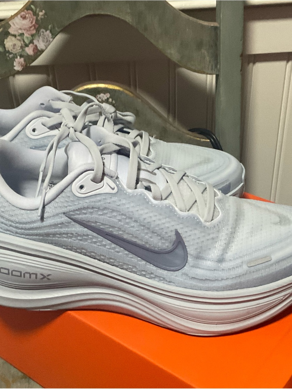 Nike Women's White with Lavender Swoosh ZoomX Running Shoes